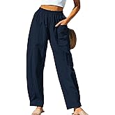 CUPSHE Women's Pants Patch Pocket Tapered Leg Elastic Waist Long Pant Casual Beach Vacation Running