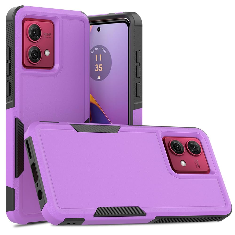 SDTEK Case for Motorola Moto G84 Heavy Duty Rugged Cover Dual Layer Cover (Purple)
