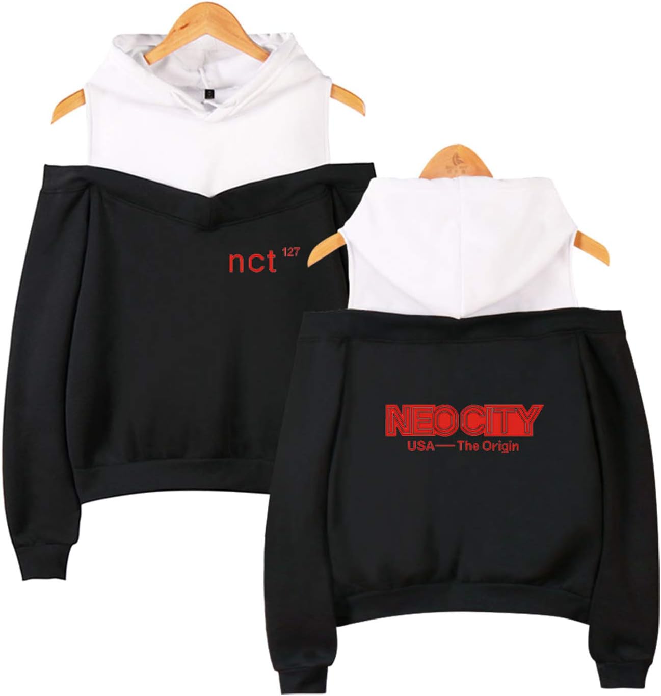 XkpopfansNCT Hoodie Pullover DoYoung Mark Taeyong Off the Shoulder Sweater Jacket