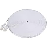 Fosmon (50 Feet - White) RJ45 CAT6 Snagless Ethernet Patch Cable [FLAT Tangle Free] - Ultra Speed Gigabit - Modem / Router / LAN / Printer / MAC / Laptop