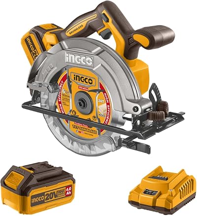 Ingco 20V Cordless Circular Saw 165mm Brushless 5200RPM 55mm Depth CSLI16521