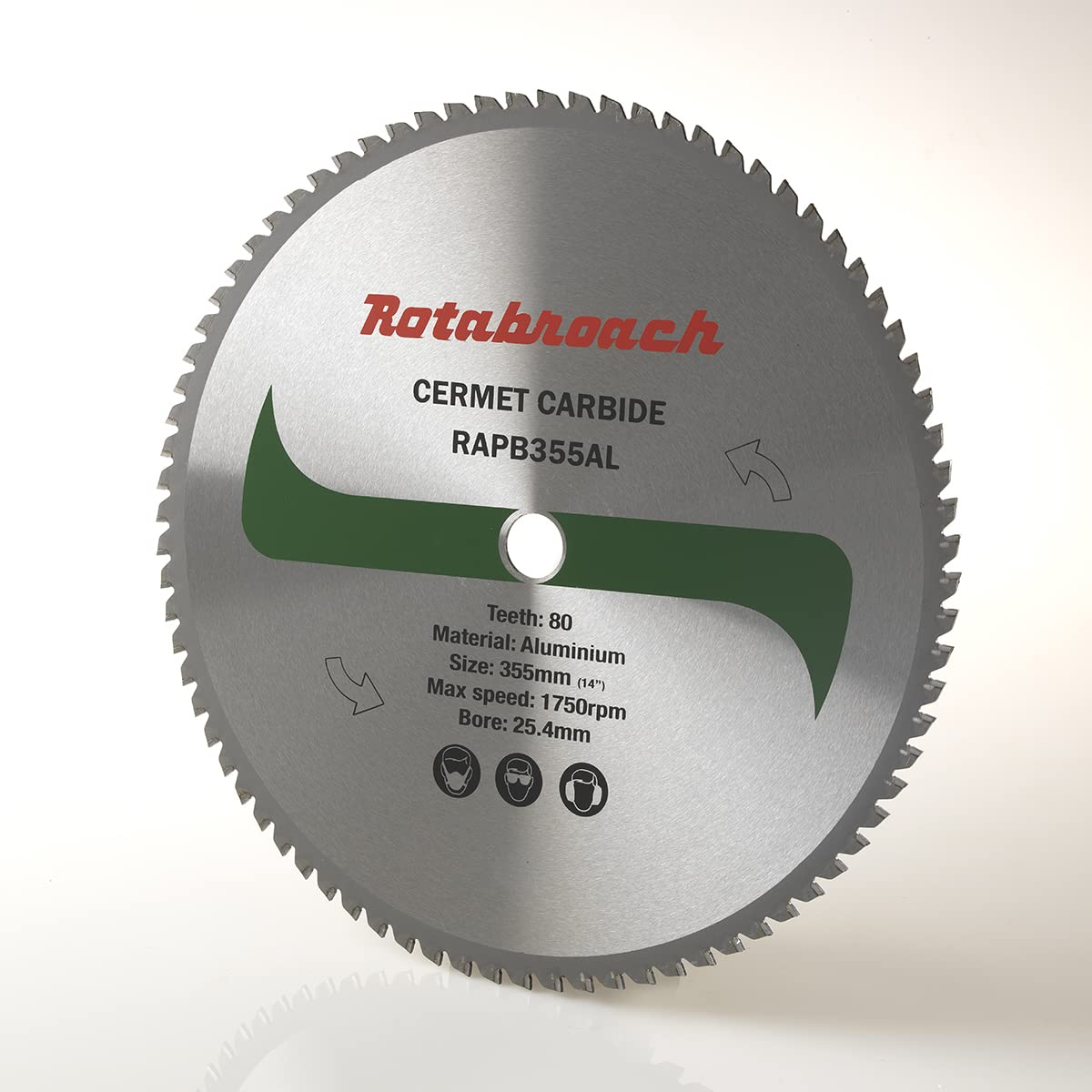 Rotabroach Chop Saw Blade for Aluminium - RAPB355AL Metal Cutting Cermet Tipped Blade for Circular Saws | 355mm Durable Cutter High Max Speed 1750 RPM