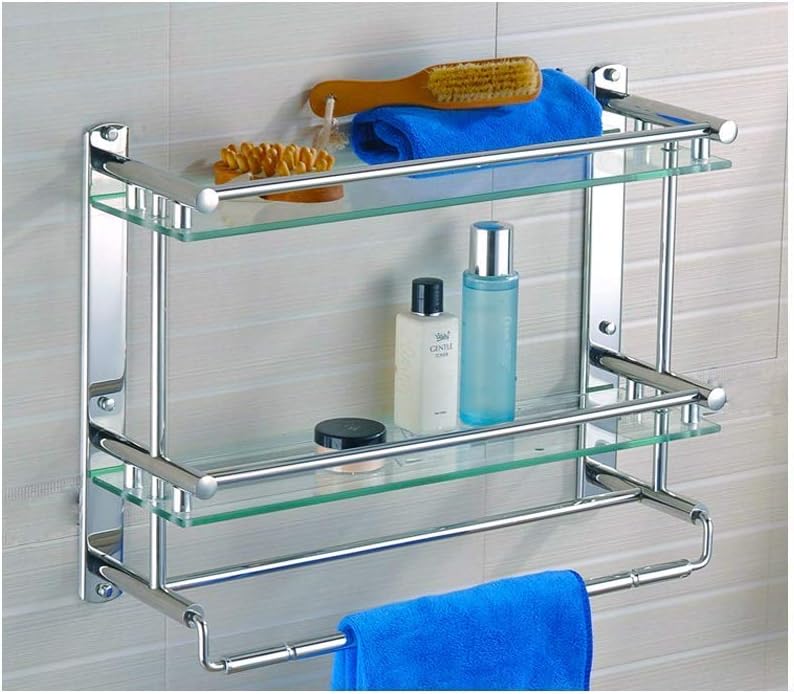 Tempered Glass Shelf Bathroom Towel Rack Wall Mounted Bar Storage Rack
