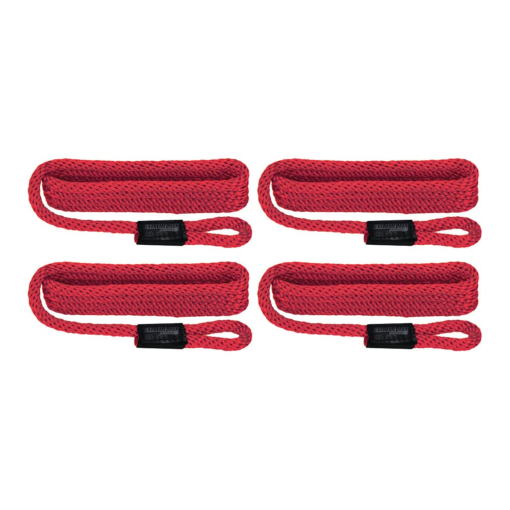 Extreme Max 3006.2999 BoatTector Solid Braid MFP Dock Line Value 4-Pack - 1/2" x 20', Red