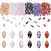 PH PandaHall 180pcs Cubic Zirconia Stone Pointed Back Rhinestone 6 Colors Faceted Rhinestone Horse Eye Shaped 6x3x2mm Rhinestone Gems for Costume Clothes Garments DIY Crafts Jewelry Making