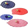 Charles Viancin - Berries Lid Gift-Box - Set of 4 Silicone Lids for Food Storage and Cooking - 11''/28cm + 9''/23cm + 8''/20cm + 4''/10cm - Airtight Seal on Any Smooth Rim Surface