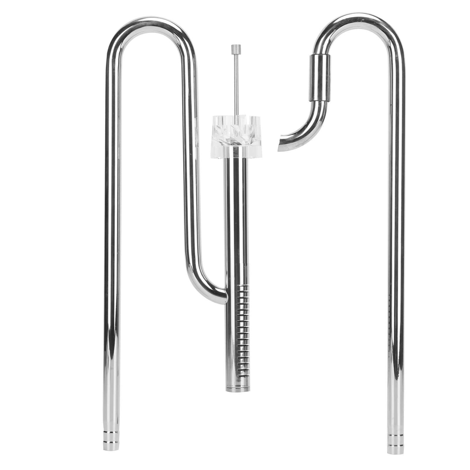 Qcwwy Aquarium Metal Lily Pipe,Stainless Steel Skimmer Inflow Outflow Pipe Set Removes Scum Pipe with 2 Acrylic Holder for Aquarium Planted Tank (16mm/0.63in)