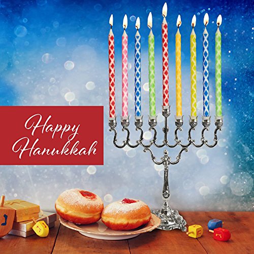 image for Ner Mitzvah Swirl Engraved Chanukah Candles - Standard Size Fits Most 