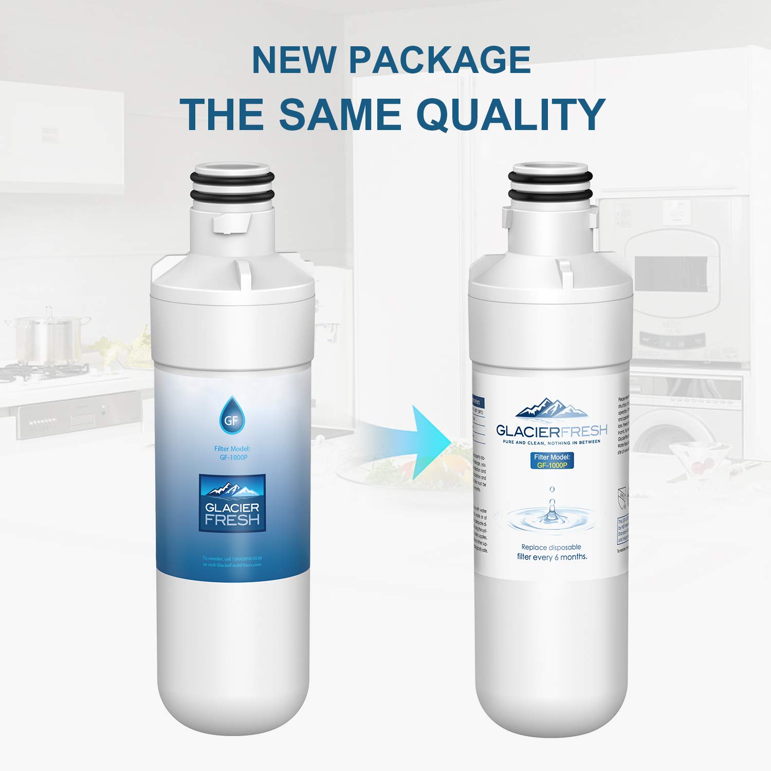 GLACIER FRESH LT1000P Refrigerator Water Filter, Compatible with LG LT1000P, LT1000PC, LT1000PCS