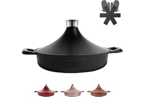 INSETFY Non-Stick Frying Pan/Skillet 11", 3QT Tagine Pan, Aluminum Pans with Lid, Stove/Oven-to-Table Cookware, Dishwasher Safe& Compatible with All Stovetops（Black）