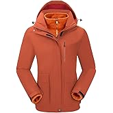 CAMELSPORTS Womens Ski Jackets Waterproof Fleece Snow Coat 3 in 1 Snowboarding Jackets Winter Warm Windbreaker Raincoat