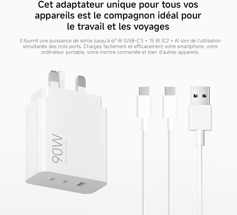 Adaptateur Rapide 3 Ports USB-C 90W