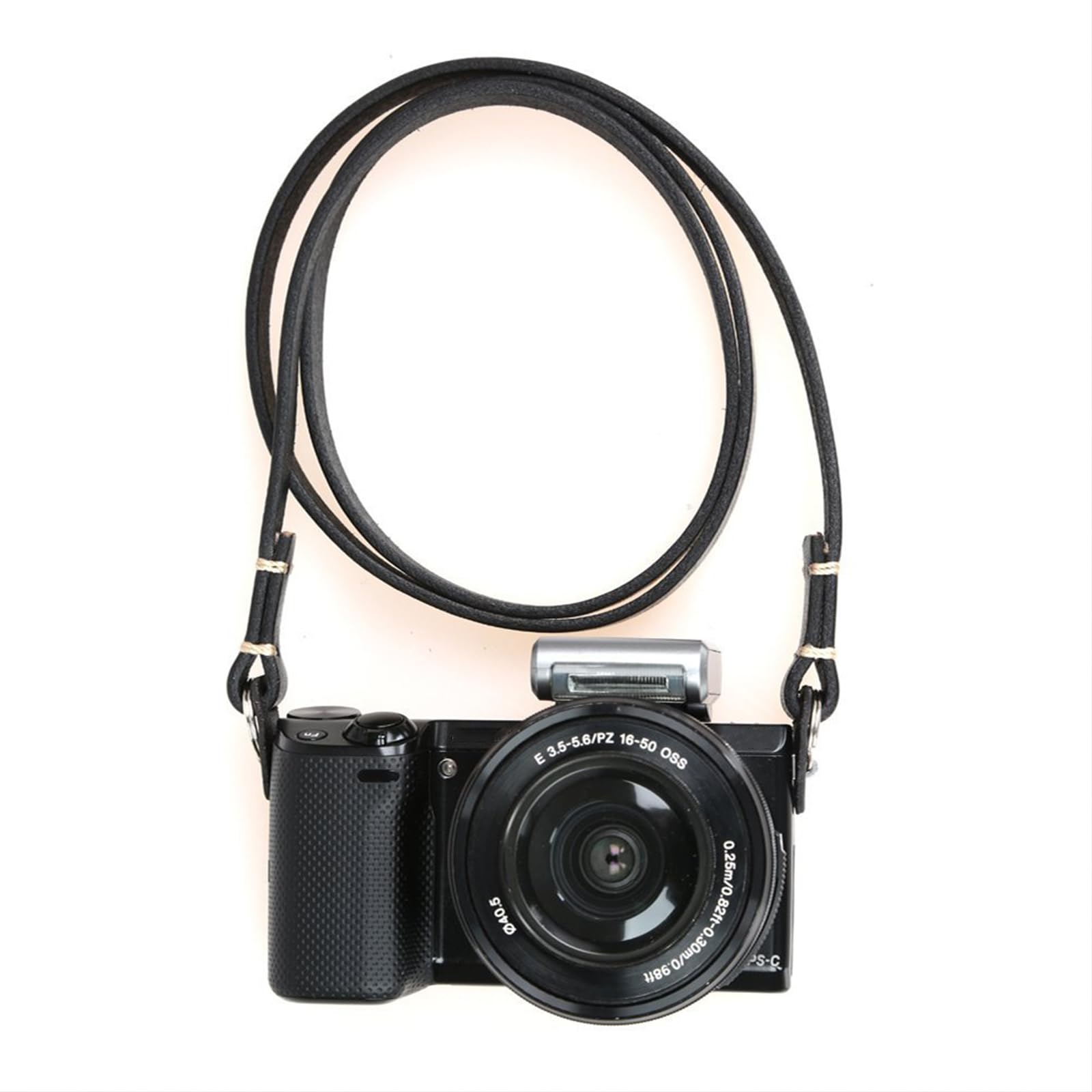 CANPIS Genuine Leather Camera Strap Vintage Camera Shoulder Strap Handmade Camera Neck Belt for Mirrorless Cameras Sony Nikon Canon Olympus Fuji (Black)
