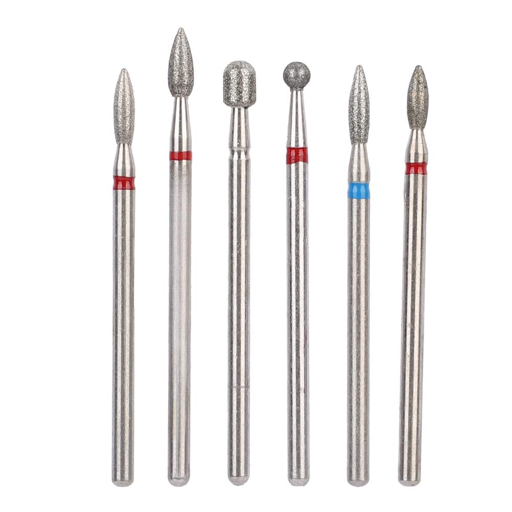 5 Types 6pcs pack Multi Functional Nail Art Manicure Drill Bits, Stainless Steel Nail Art Drill Bit Kit Nail Drill Accessories Manicure Electric Manicure Grinding Head Tool(JG#9)