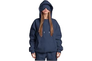 Dizorp Hoodie Sweatshirt with Eye Mask, Blanket Hoodie for Women Men, Comfort Airplane Mode Travel Hoodies with Pockets