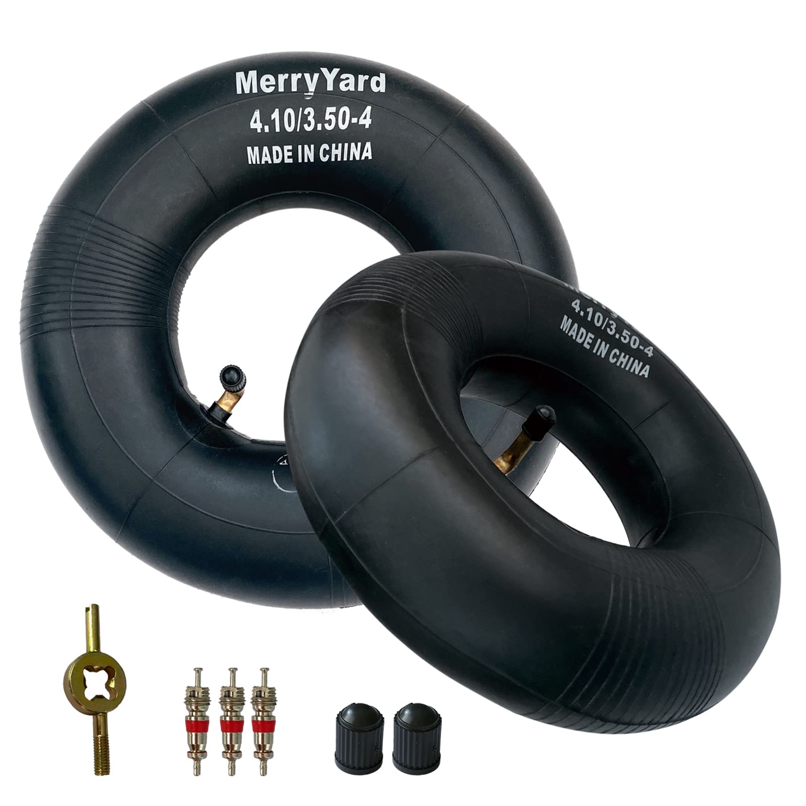 View 1 of 2-Pack of 4.10/3.50-4" BUTYL Rubber Inner Tubes,TR87 Bent Valve Stem,High air tightness?Heavy Duty Replacement for Hand Truck,Wheelbarrows,Mowers,Utility Wagon,and More-for 410/350-4 Wheel