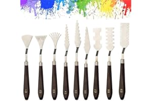 Jindizi 9 Pcs Palette Knife Set, Oil Paint Scraper Set, Painting Supplies, Stainless Steel Spatula Knives for Artist, Paintin