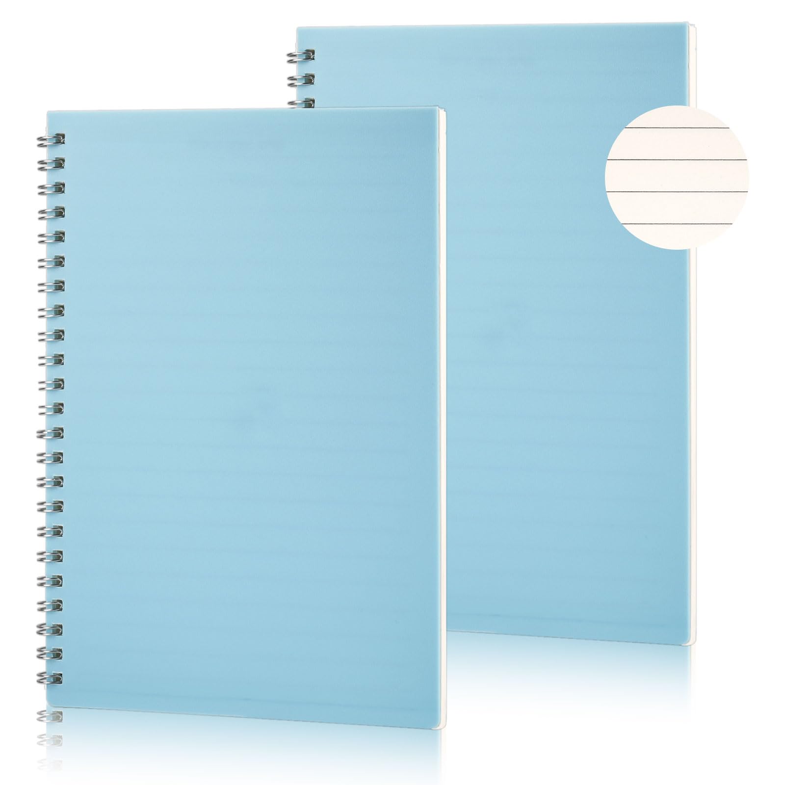 Tikplus A5 Lined Notebook, 2 Pack, 80 Sheets, Lined Paper Spiral Notebook A5, DIY Kraftpaper Cover Wirebound Notebooks, Journal, Diary, Writing Pad, Drawing Pad For Office And School (Blue) — image 1