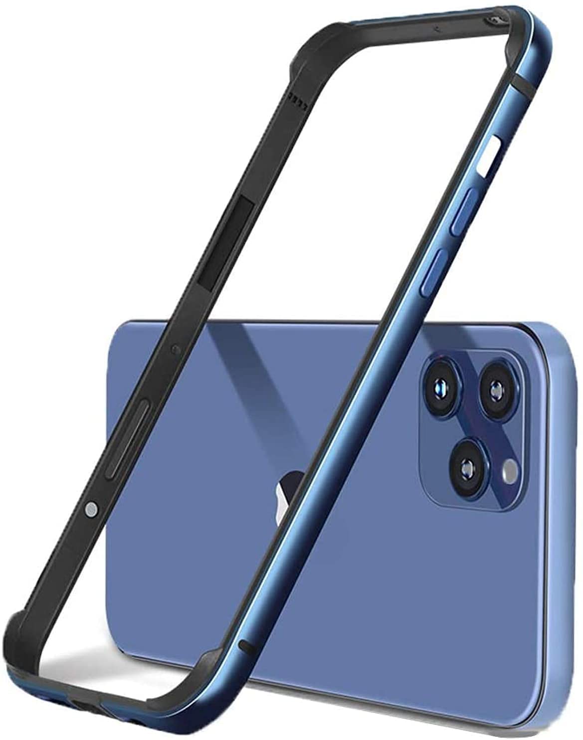AOPNN New Aluminum Frame Metal Bumper Frame Slim Hard Case Cover for iPhone16Pro/Pro MAX, Metal Frame with Soft Inner Bumper, Raised Edge Protection (Blue, for iPhone12Pro MAX)