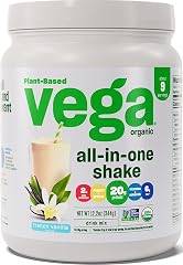Vega All-in-One Nutrition Organic Vegan Protein Powder – French Vanilla, 20g Protein Meal Replacement Shake – 12.2 oz (9 Serv
