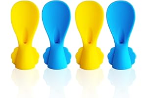 Guyemnat Reusable Baby Food Pouches Silicone Squeeze Spoons, Pouch Topper No Spill, Pouch Attachment Toppers, Baby Travel Essential, Protects Toddler Mouth, BPA Free, 4 Pack