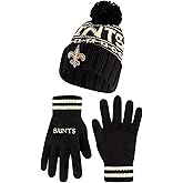 Ultra Game Adults NFL Official Super Soft Cable Knit Winter Beanie Knit Hat with Warm Touch Screen Gloves