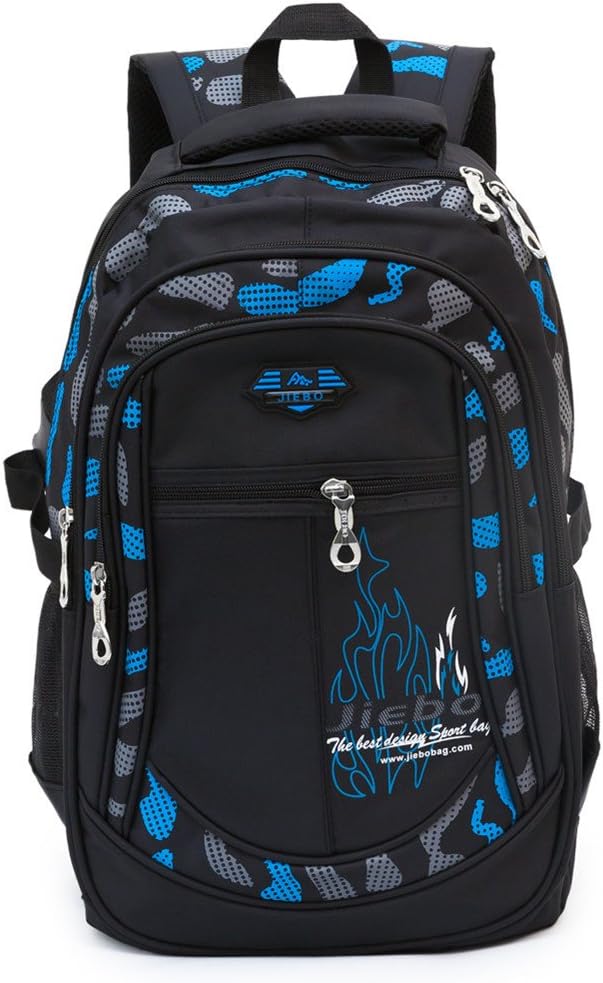 Student School Backpack for Boys for Kid Child Student School Bookbag Outdoor Daypack (Black blue)