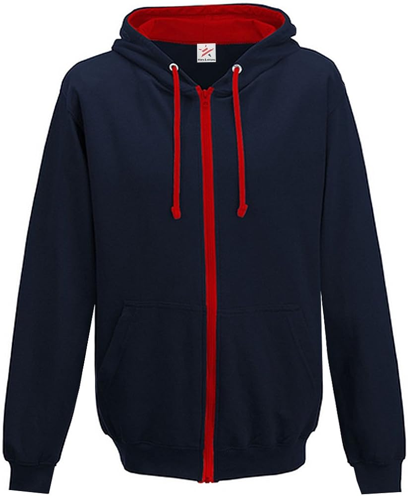 Contrast Navy with Red Zip up Hoodie, Varsity Contrast Zip Hoodie ...