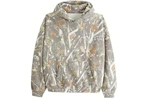 THATRICH Camo Hoodies for Women Maple Leaf Printed Sweatshirt Trendy Hooded Pullover Loose Casual Top Workout Athletic Hoodie