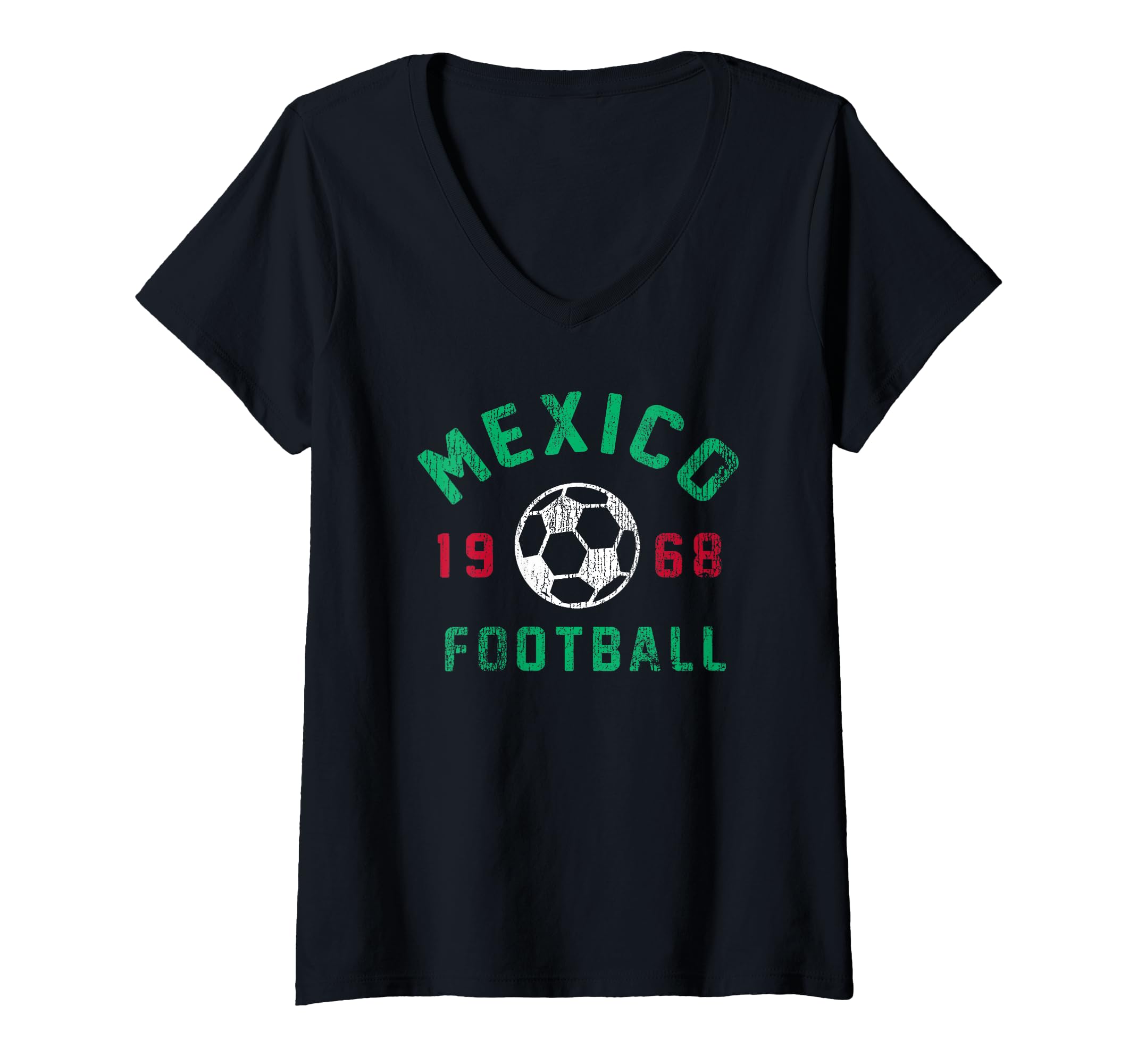 Womens Trendy Mexico Football 1968 V-Neck T-Shirt