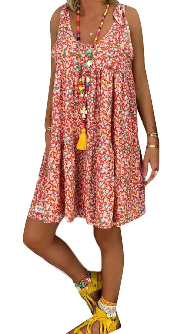 Buy Heless Womens Print Plus Size Sundress Casual Bandage Sleeveless