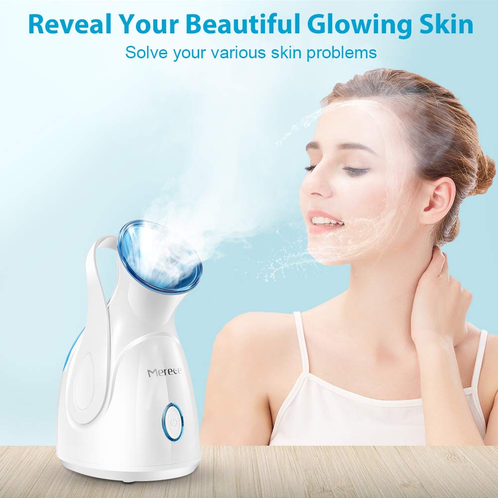 Facial Steamer Face Steamer – Nano Ionic Face Steamer for facial Home Facial Humidifier for Face for Face Sauna Spa Sinuses Moisturizing Cleaning Pores, Facial Spa with Skin Kit and Hair Band: Beauty