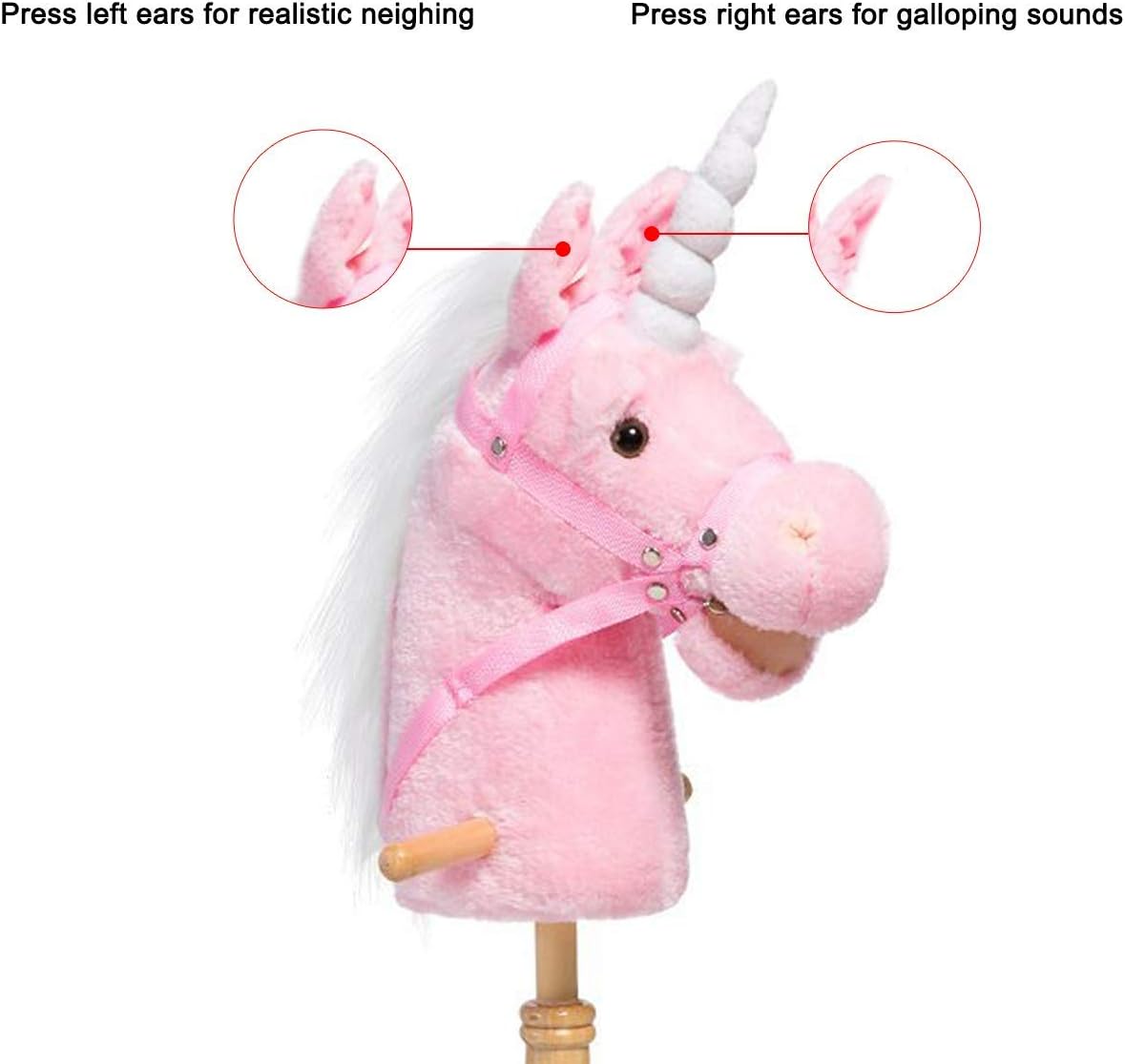 iBonny 36 inch Pink Hobby Horse with Good Grip Handles and Wheels Unicorn Plush Toy, Large - Image 4