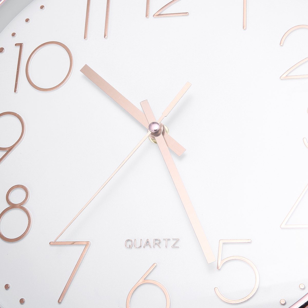 Jeteven Rund 30cm Wanduhr fest ohne Tickgeräusche (Roségold)