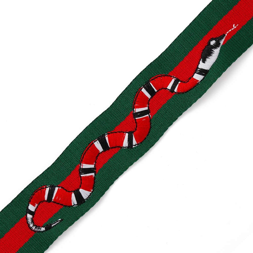 Joyce Trim 2-Yards 1-1/2" Embroidered Snake Stripe Webbing RibbonTrim, TR-12195