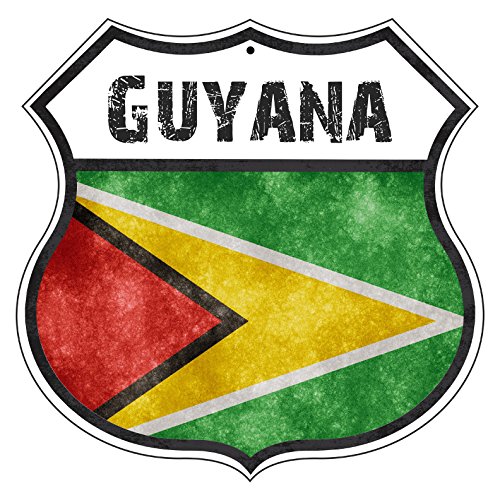 GUYANA Country Nation Flag Novelty Highway Vintage Retro Wall DÃ©cor Shield Metal Aluminum Sign