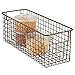 mDesign Slim Metal Wire Food Storage Organizer Basket with Handles - Organization in Kitchen Cabinets, Pantry Shelf, Bathroom, Laundry Room, Closets, Garage, Concerto Collection, 4 Pack, Bronze