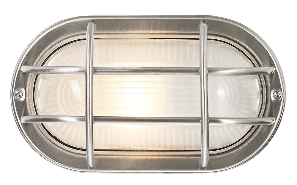 Stainless Steel Cast Aluminium Outdoor Oval Bulkhead Wall Light by Happy Homewares