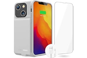 GIN FOXI Battery Case for iPhone 13&13Pro, Real 7000mAh Ultra-Slim Battery Charging Case Rechargeable Anti-Fall Protection Extended Charger Cover for iPhone 13&13Pro Battery Case(6.1 inch) Gray