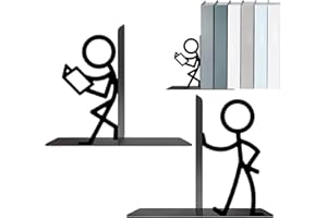 Book Ends - 2 Piece Metal Abstract Bookshelf Decor, Funny Creative Shelf Support Stoppers, Heavy Duty Artistic Book Holder Di