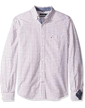 Men's Long Sleeve Tattersal Plaid Button Down Shirt