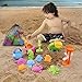 Veken Beach Sand Toys Set for Kids Toddlers, BPA Free Eco-Friendly TPE Material Soft Sandbox Toys Bucket, Trucks, Sand Wheel, Shovels, Rakes 14 Pieces Sand Molds