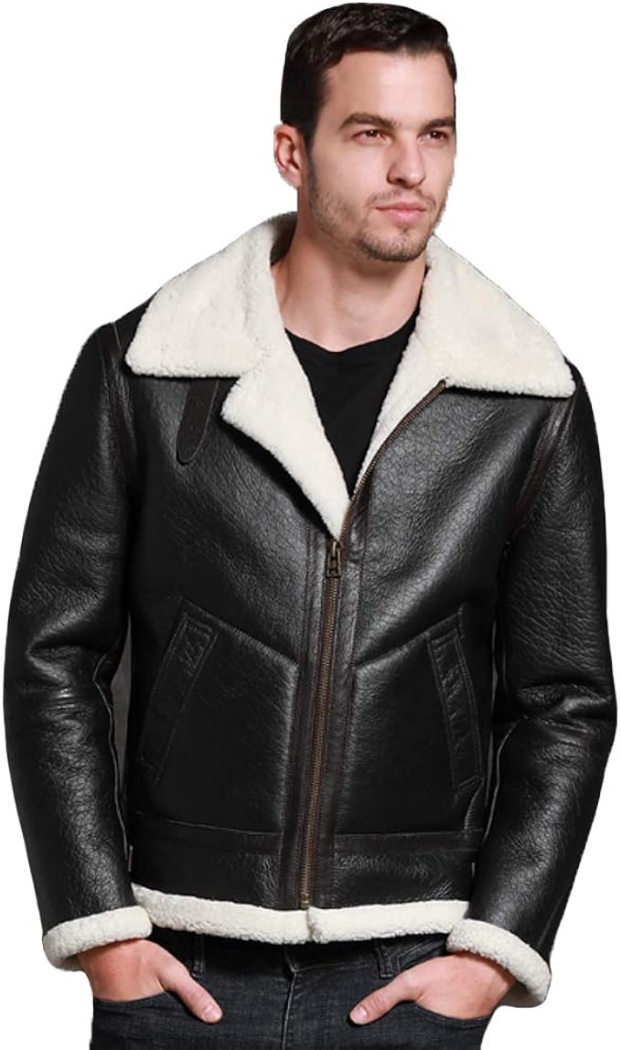 Amazon ムートンb 3フライトジャケット メンズブラックレザージャ ケット最強防寒ライダース コート ジャケット 通販