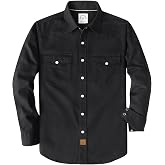 Dubinik&reg; 7.2 oz Long Sleeve Pearl Snap Shirts for Men Western Casual Work | 100% Cotton, Comfortable, Warmth, 2 Pockets, Regular Fit, Vintage, Classic, Suitable For Spring Fall And Winter, Cowboy