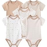 Kiddiezoom Baby Bodysuit Newborn Short Sleeve baby One-Piece Cotton 5-Pack baby clothes
