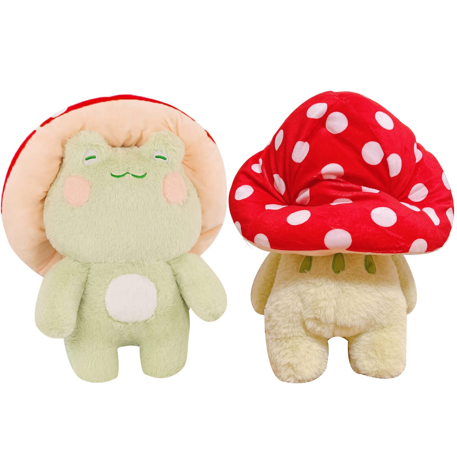 Photo 1 of XSHYE Frog Plush Cute Frog Mushroom Hat Stuffed Animals Kawaii Plush Toys Throw Pillow Home Room Decor Aesthetic Gift(Light Green Frog Red Hat)