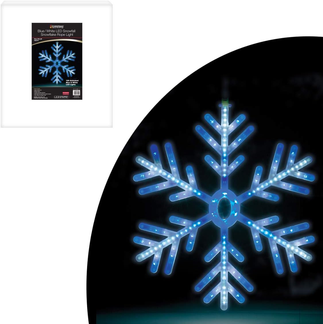 The Christmas Workshop 71400 Snowflake Christmas Window Light | Indoor or Outdoor Christmas Decorations | 168 Blue and White LED Lights | Mains