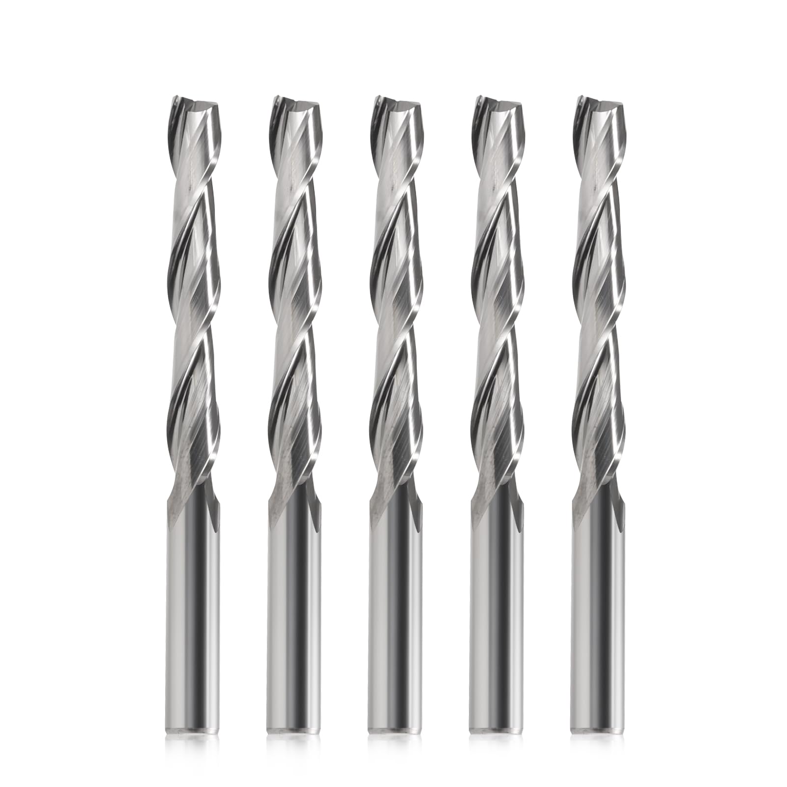 EU_HOZLY Solid Carbide Double Two Flute Spiral Cutter CNC Router Bits 6x42mm Pack of 5