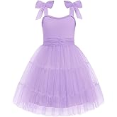 Arshiner Girls Dresses Summer Sleeveless Bow-Tie Straps Formal Fancy Party Birthday Tulle Dress