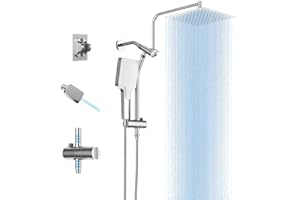 Letingoo High-Pressure Handheld Shower Head with 10-Inch Face - Adjustable Height & Angle - Includes 78.7" Stainless Steel Ho
